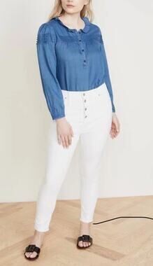 Madewell Button Fly Skinny Denim Jeans White Size 35/Women's 20 Plus Petite NEW